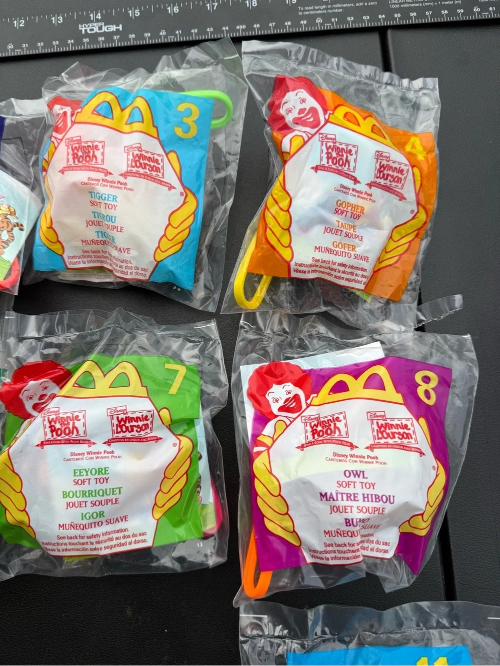 Vintage 1999 McDonald’s Winnie the Pooh Happy Meal Toys Sealed Lot of 8 + 1 ex